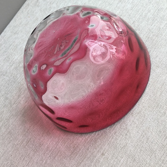 VINTAGE coin dot bowl cranberry/clear - Picture 3 of 6